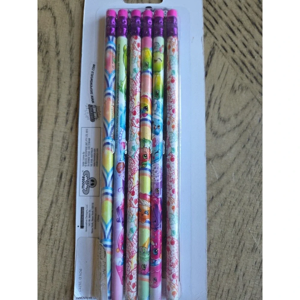 Shopkins Pencils 6 Pack Pencils #2 Pencils Adorable Shopkins NOS New 2013